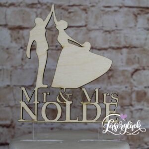 Cake Topper tanzendes Paar mit Name Holz